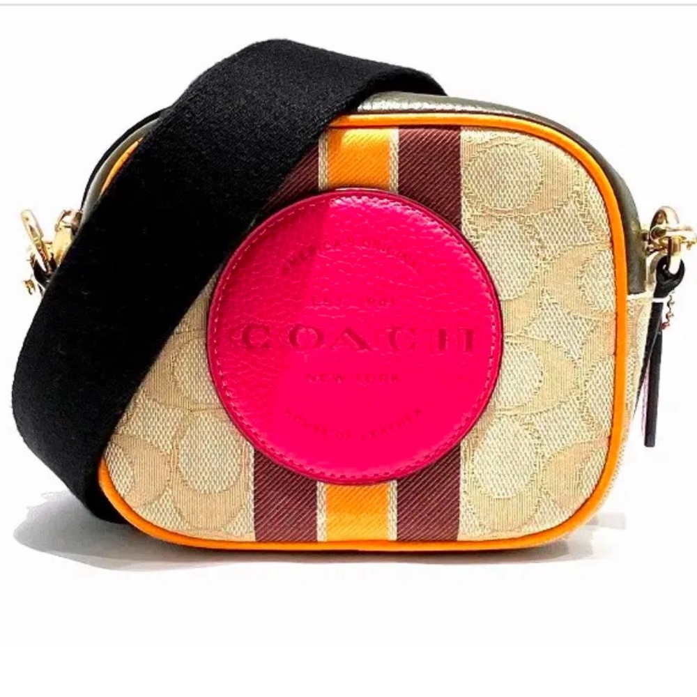Coach Dempsey Stripe Monogram Canvas Small Crossbody Multicolor bag